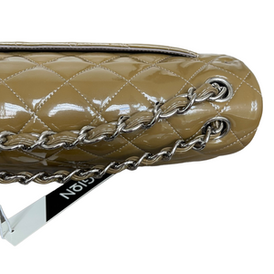 Jumbo Double Flap Patent Taupe SHW