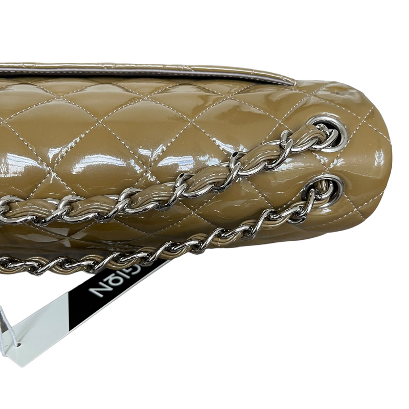 Jumbo Double Flap Patent Taupe SHW