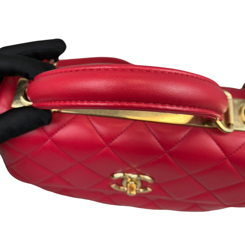 Small Trendy CC Flap Lambskin Red GHW