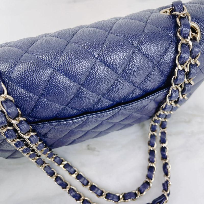 Small Classic Double Flap Caviar Blue LGHW