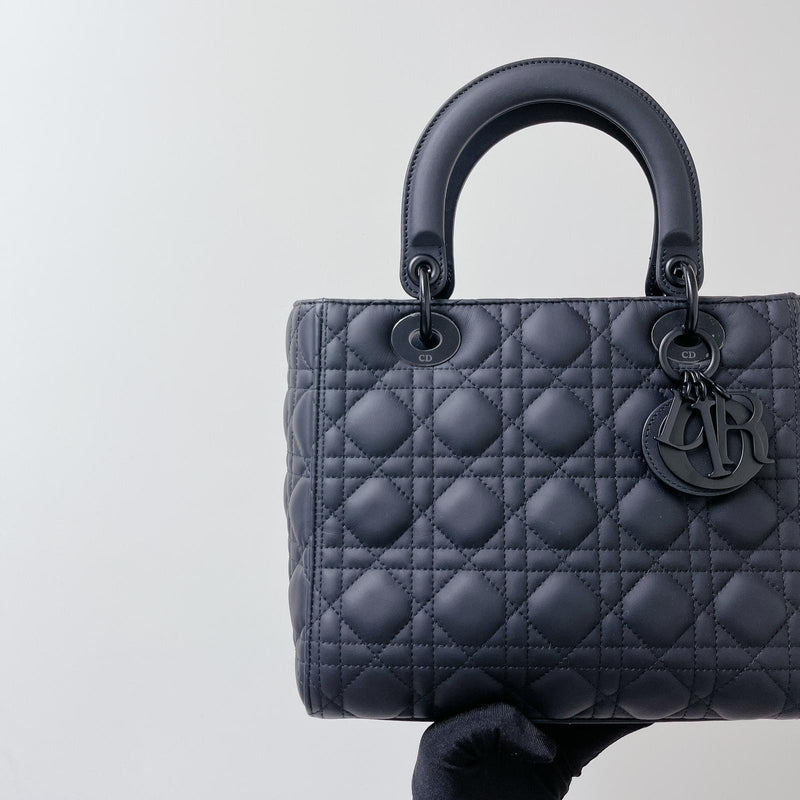 Lady Dior Lambskin Ultramatte Medium Black BHW