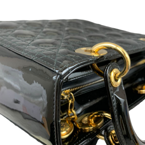 Lady Dior Medium Patent Black GHW