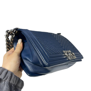 Chevron Boy Old Medium Leather Dark Blue RHW