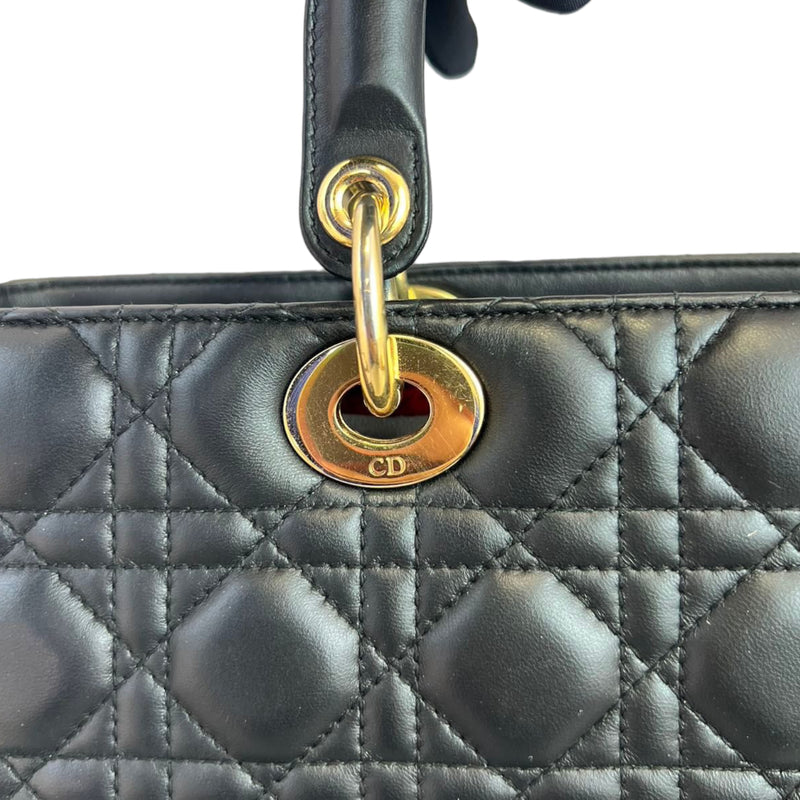 Large Lady Dior Lambskin Black GHW