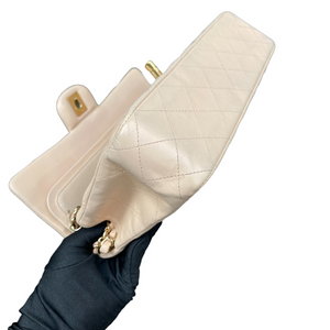 Classic Lambskin Double Flap Medium Beige GHW