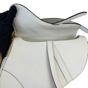 Medium Saddle Calfskin White GHW