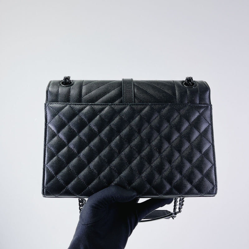 Envelope Medium Grained Leather Black BHW