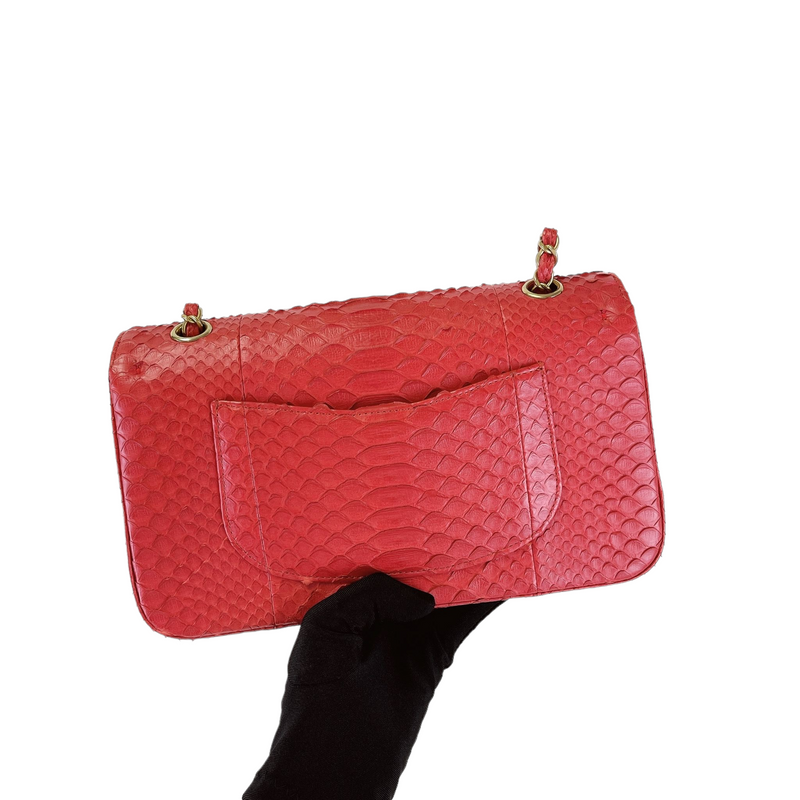 Classic Flap Medium Bag Python Red GHW