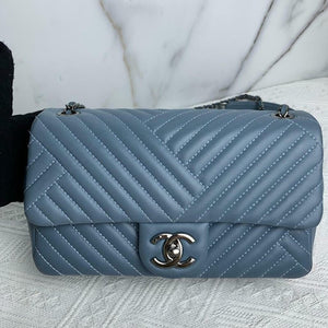 CC Crossing Flap Small Lambskin Blue SHW