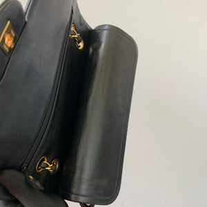 Vintage Lambskin Double Flap M/L with GHW In black