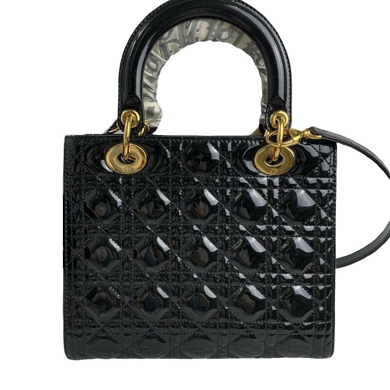 Lady Dior Medium Patent Black GHW