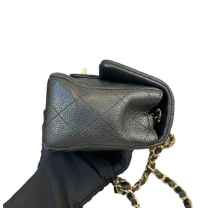 Mini Rectangle Flap Caviar Black GHW