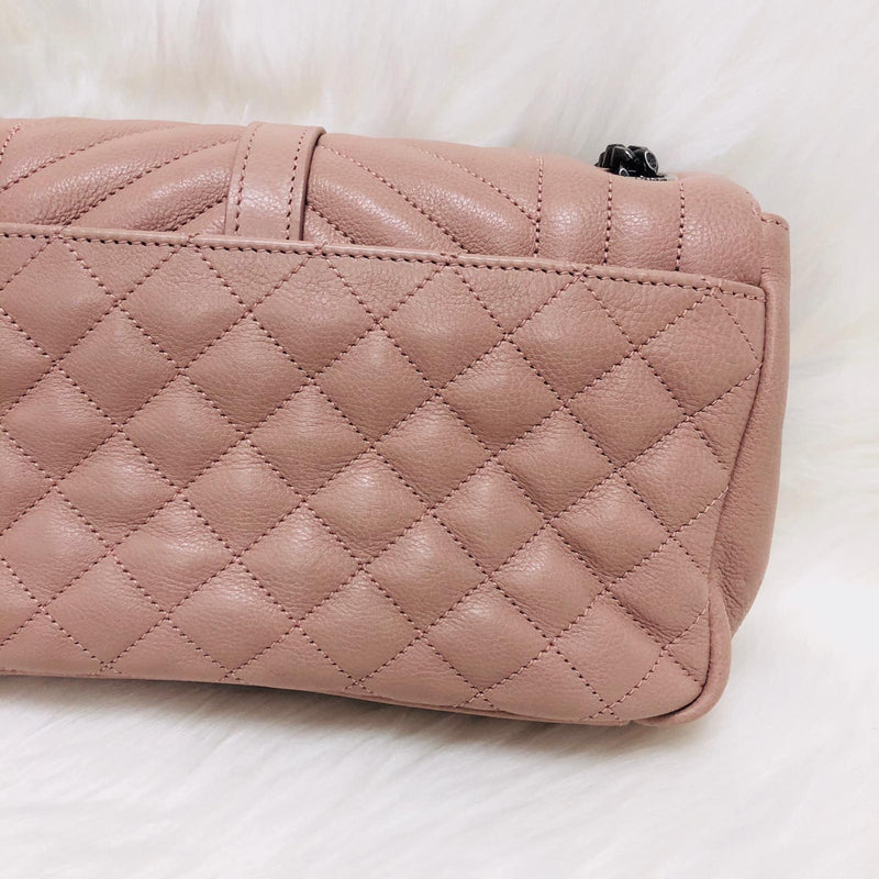 Grain de Poudre Envelope Mixed Matelassé Tri-Quilt Small Monogram Bag in Pink