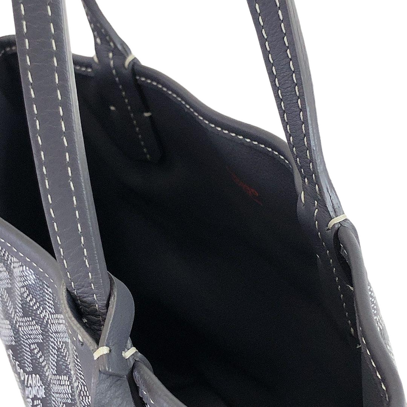 Goyard Mini Anjou Tote Bag In Chevroches Calfskin And Ine Canvas in Black