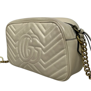 Small Marmont Leather Camera Cream GHW
