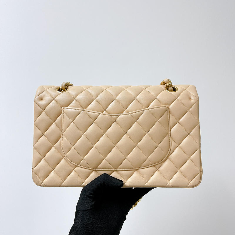 Double Flap Medium Lambskin Beige GHW