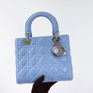 Lady Dior Lambskin Medium Blue SHW