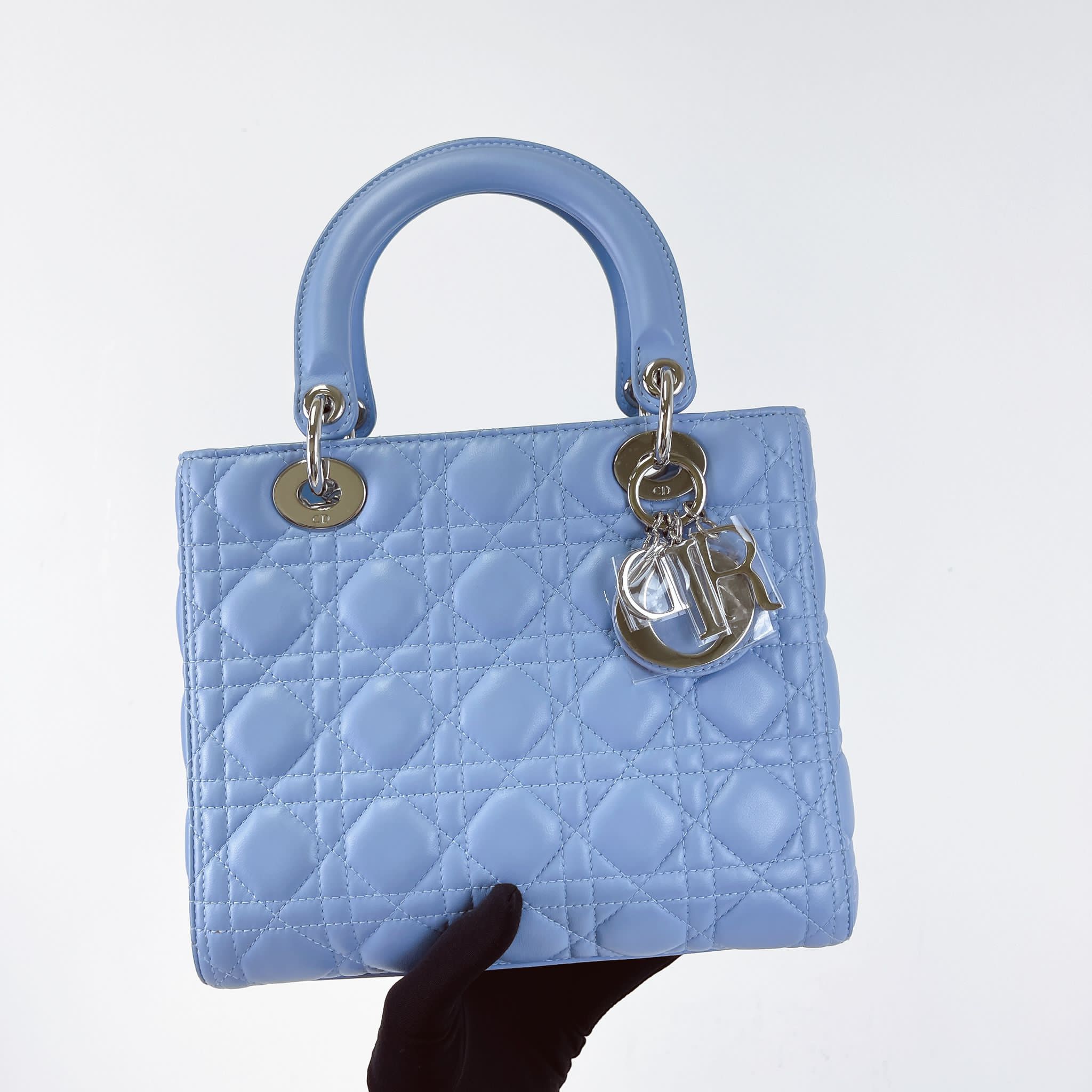 Dior Lady Dior Lambskin Medium Blue SHW – Bag Religion