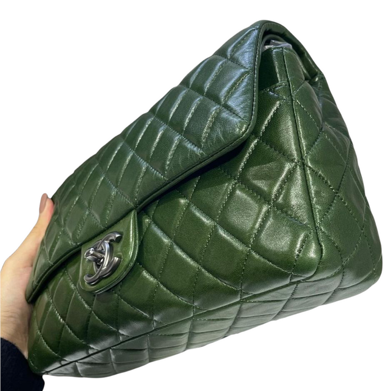 Classic Double Flap Medium Lambskin Green SHW