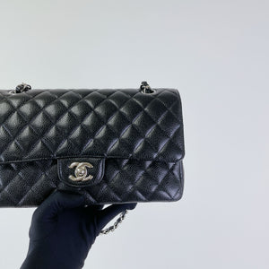 Classic Double Flap Medium Caviar Black SHW