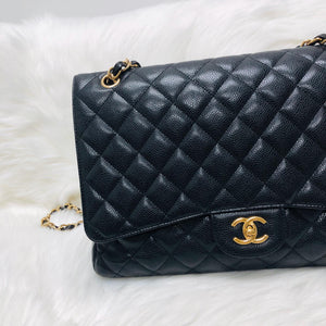 Single Flap Maxi in Black Caviar Leather with GHW