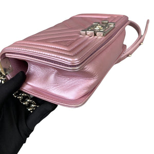 Small Boy Lambskin Iridescent Pink SHW
