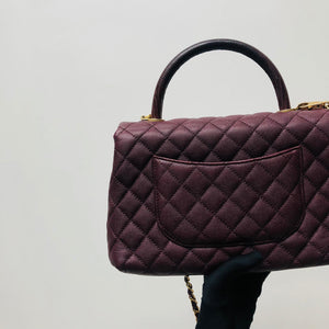 Burgundy Caviar Quilted Medium Coco Handle Flap