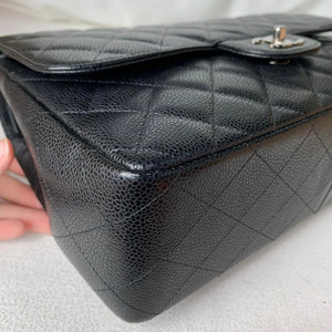 Jumbo Double Flap Caviar Black SHW