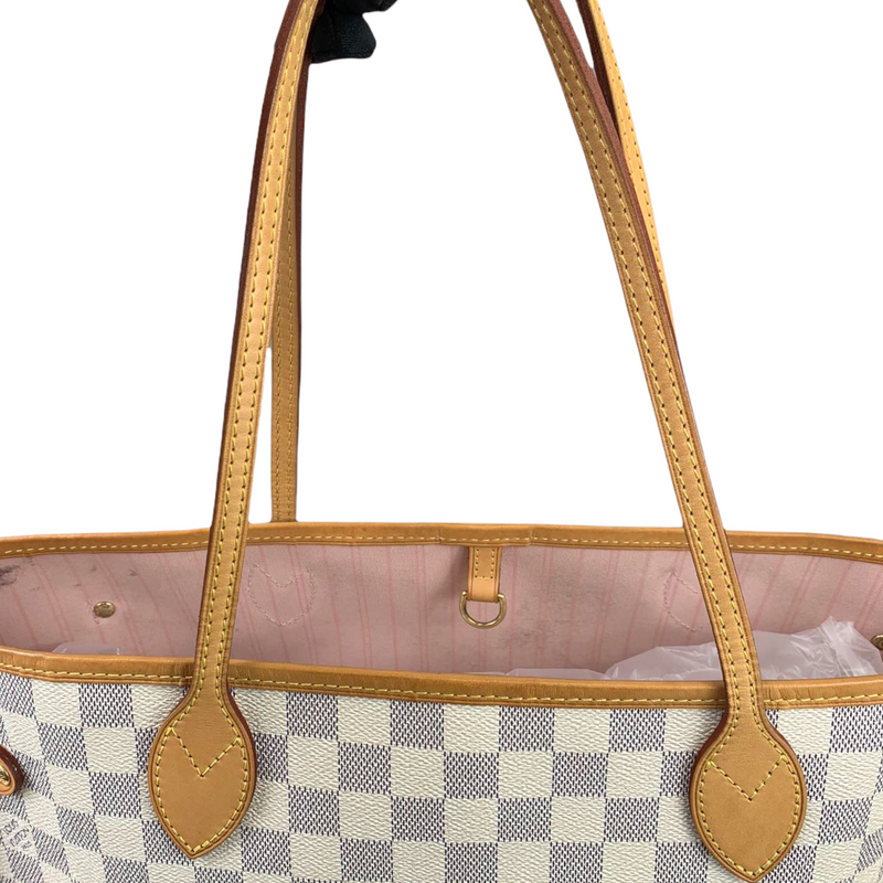 Neverfull PM Damier Azure Canvas White GHW