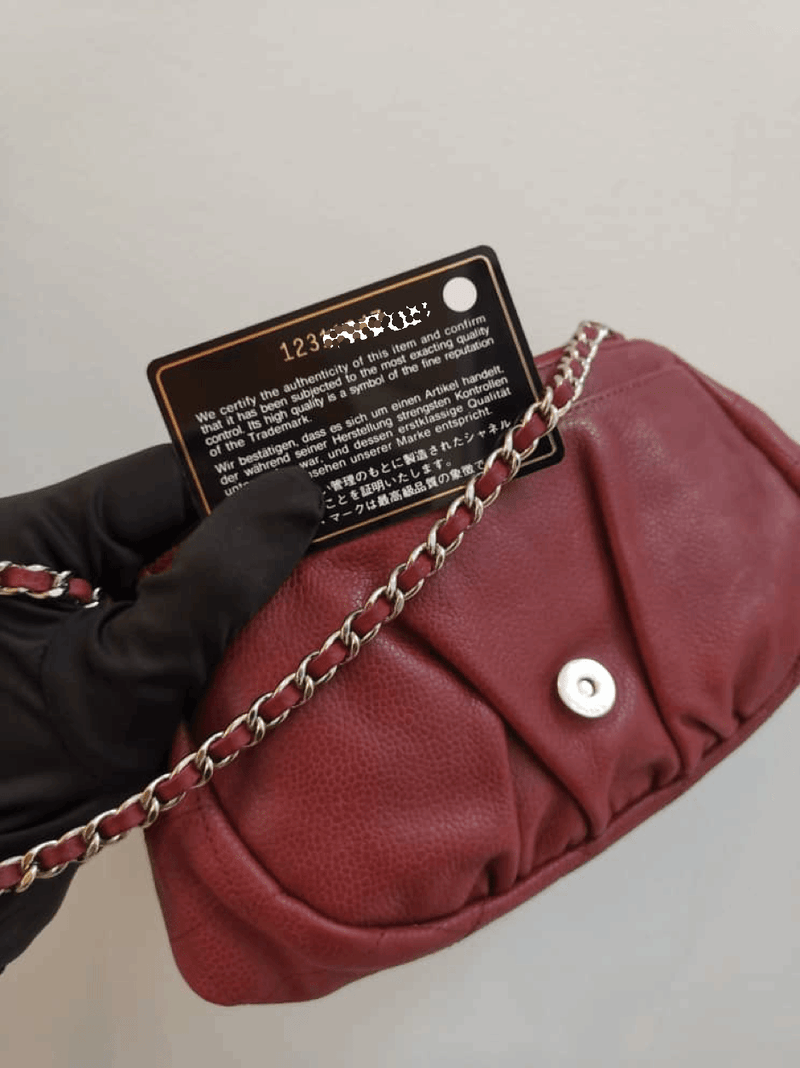 Crossbody Half Moon Flap Dark Red Caviar Leather with SHW