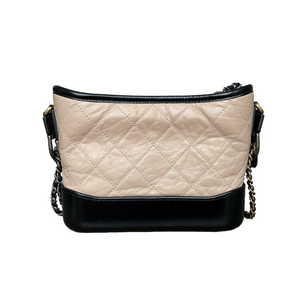 Calfskin Quilted Small Gabrielle Beige Black