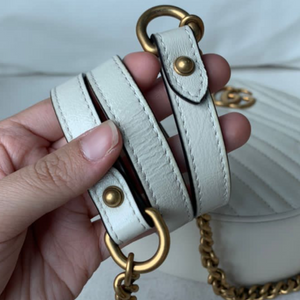 Marmont Round Mini Leather White GHW
