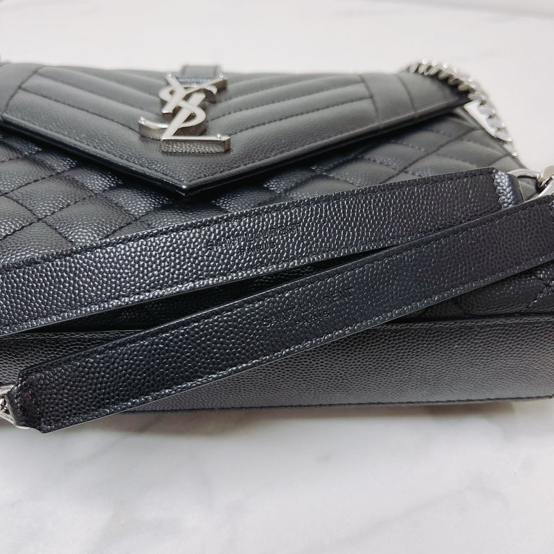 Quilted Envelope Medium Bag Black SHW