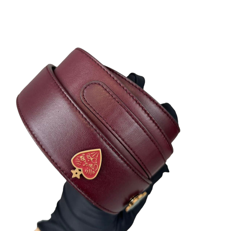 Small Lady Dior Lucky Badges Lambskin Burgundy GHW