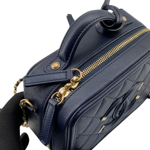 Small CC Filigree Vanity Case Caviar Blue GHW