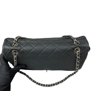 Quilted Double Gusset Washed Caviar black SHW