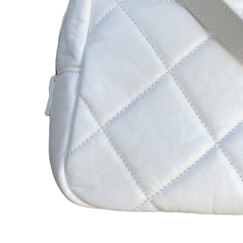 Aged Calfskin Quilted Express Bowling White SHW