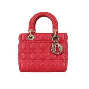 Small My Lady Dior Lucky Badges Lambskin Red GHW