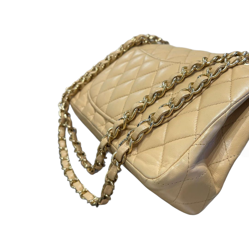 Classic Double Flap Small Lambskin Beige GHW