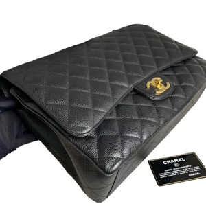 Classic Double Flap Caviar Maxi Black GHW
