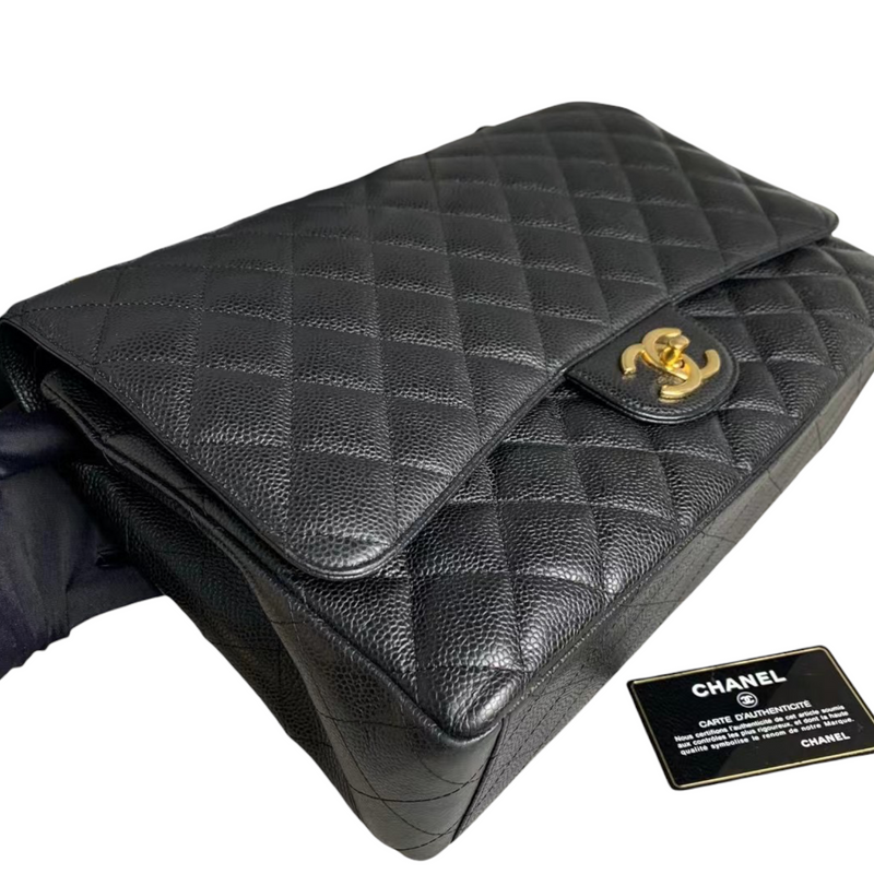 Classic Double Flap Caviar Maxi Black GHW