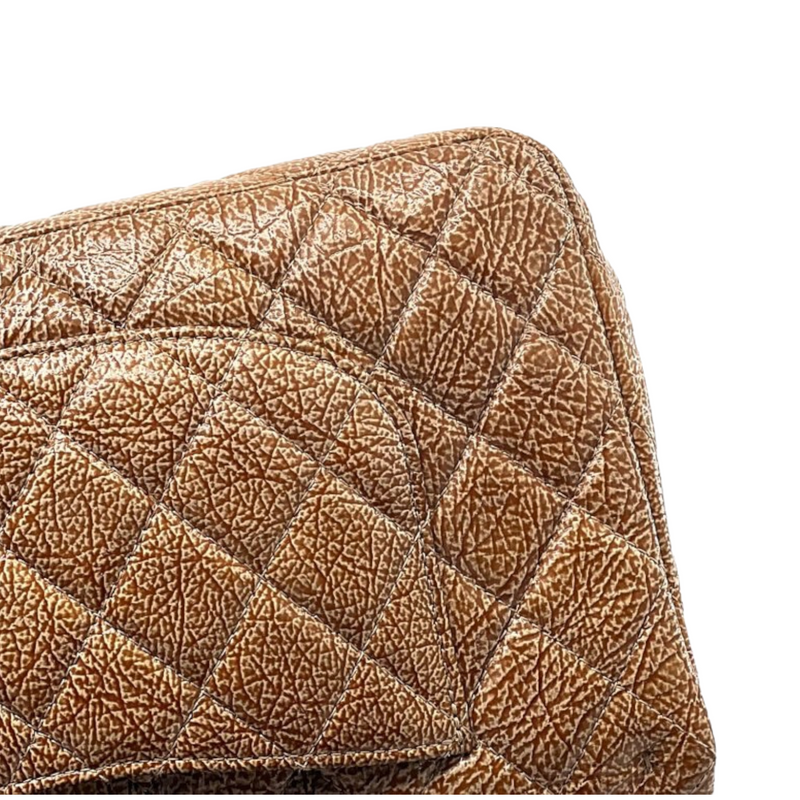 Medium Classic Flap Crumpled Calfskin Brown RHW