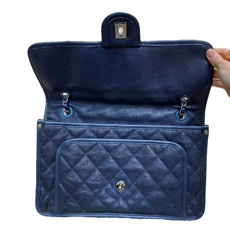 Chanel riviera tote bag, blue soft caviar shw #15 #chanelriviera