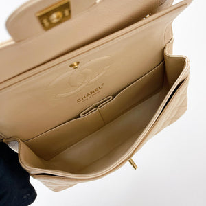 Double Flap Medium Caviar Beige GHW