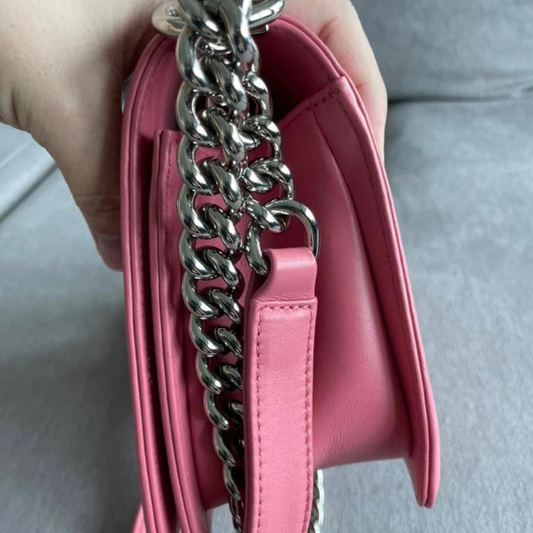 Le Boy Chevron Calfskin Old Medium Pink SHW
