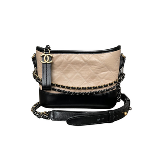 Calfskin Quilted Small Gabrielle Beige Black