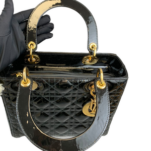 Lady Dior Medium Patent Black GHW