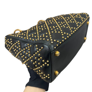 Studded Supple Lady Dior Medium Black GHW