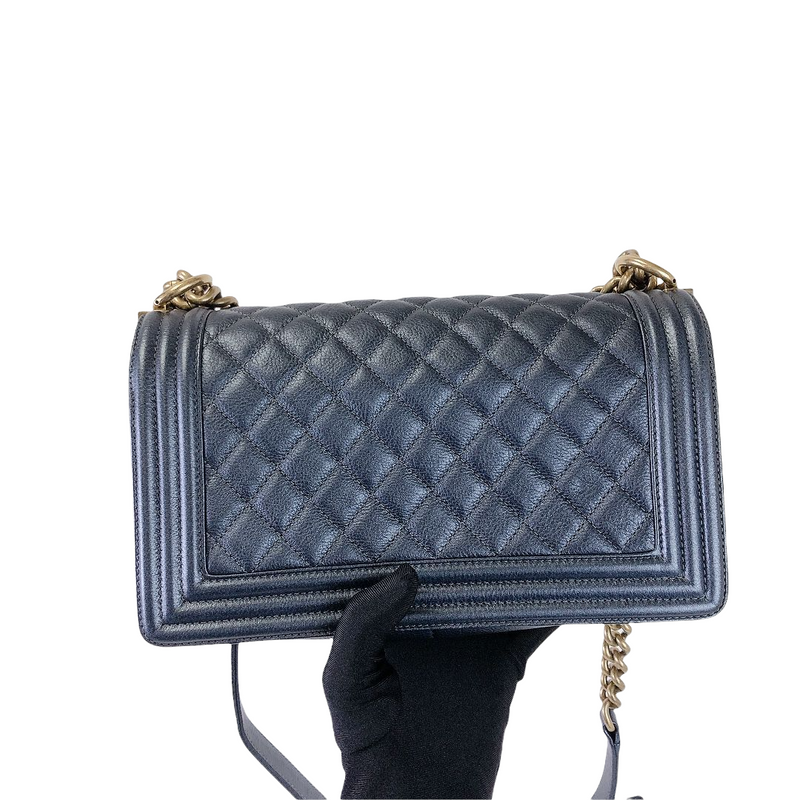 Boy Medium Calfskin Pearl Charcoal GHW