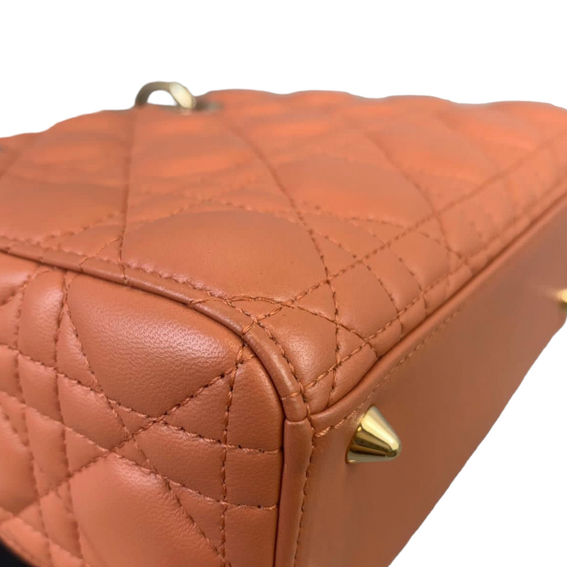 Small ABC Dior Lucky Badges Lambskin Orange GHW